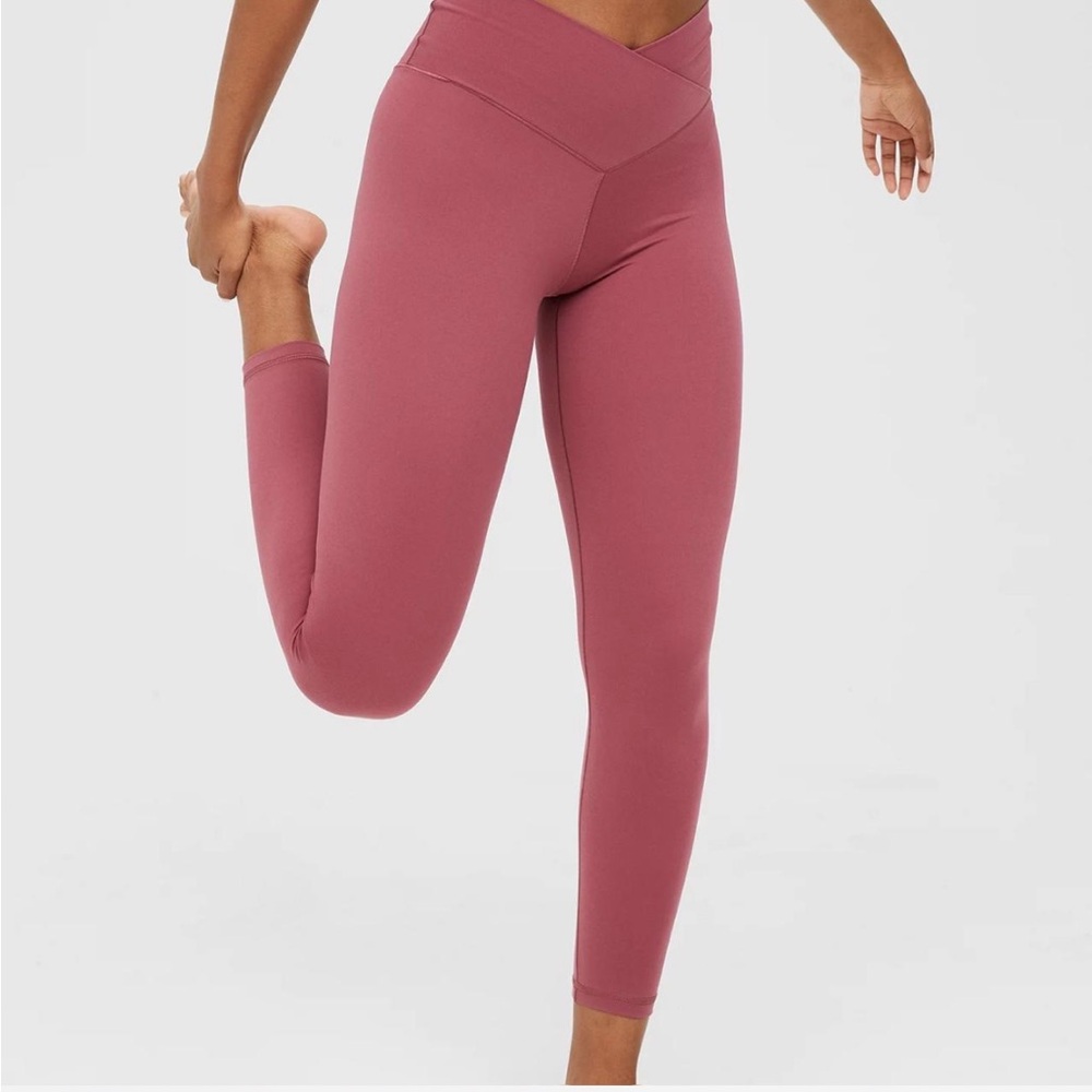 Aerie Pink High-Waisted Crossover Leggings